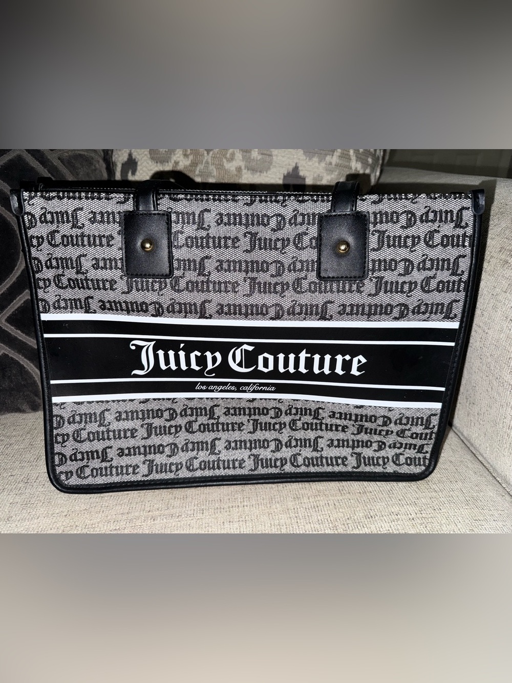 Juicy Couture Black & Gray Logo Tote Bag